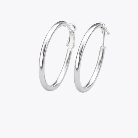 Classic Round Silver Hoop Earrings