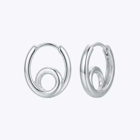 Silver Swirl Hoop Earrings