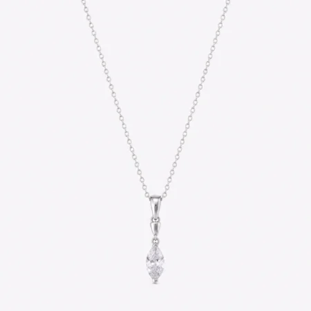 Marquise Solitaire Silver Pendant Necklace