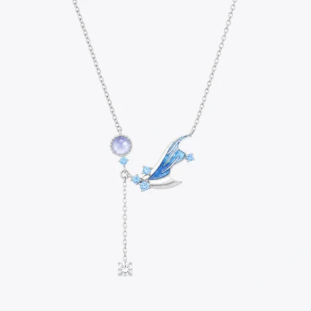 Blue Moon Leaf Drop Necklace