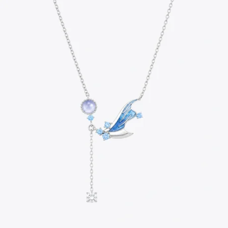 Blue Moon Leaf Drop Necklace