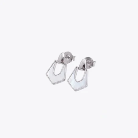 Geometric Shield Silver Drop Earrings