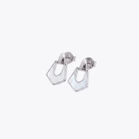 Geometric Shield Silver Drop Earrings
