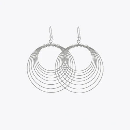 Silver Multi-Layer Hoop Drop Earrings