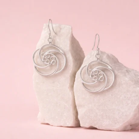 Silver Swirl Floral Drop Earrings