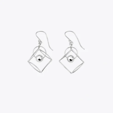 Sterling Silver Geometric Ball Drop Earrings