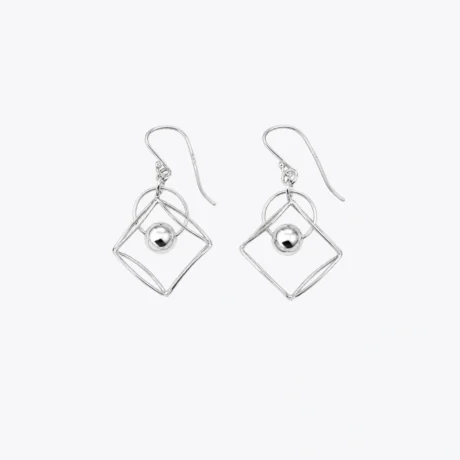 Sterling Silver Geometric Ball Drop Earrings