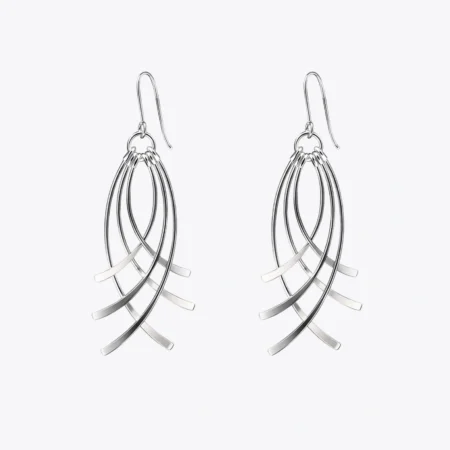 Silver Flowline Drop Earrings