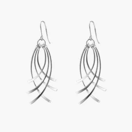Silver Flowline Drop Earrings