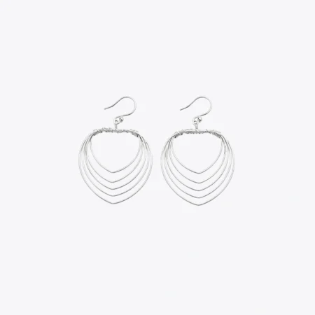 Layered Fan Silver Drop Earrings