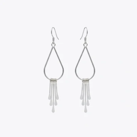 Silver Teardrop Tassel Earrings