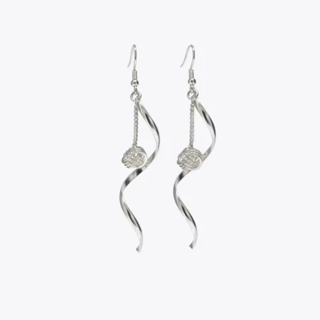 Silver Spiral Charm Dangler Earrings