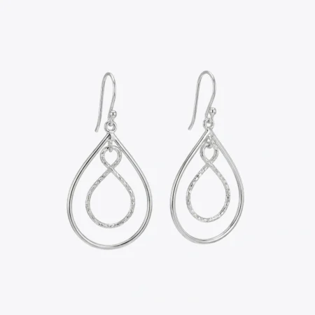 Silver Infinity Teardrop Dangler Earrings