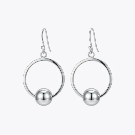 Silver Orbit Ball Drop Earrings