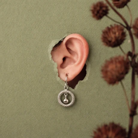 Silver Ripple Circle Drop Earrings