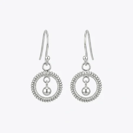 Silver Ripple Circle Drop Earrings