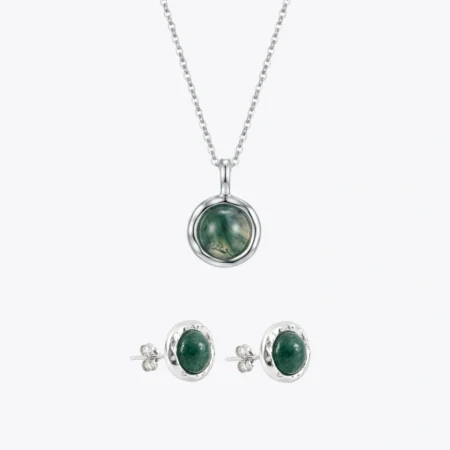 Moss Green Silver Pendant & Earring Combo