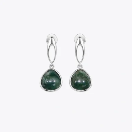 Emerald Aura Silver Drop Earrings