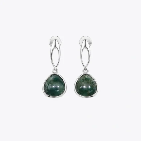 Emerald Aura Silver Drop Earrings