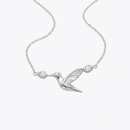 Silver Hummingbird Grace Necklace