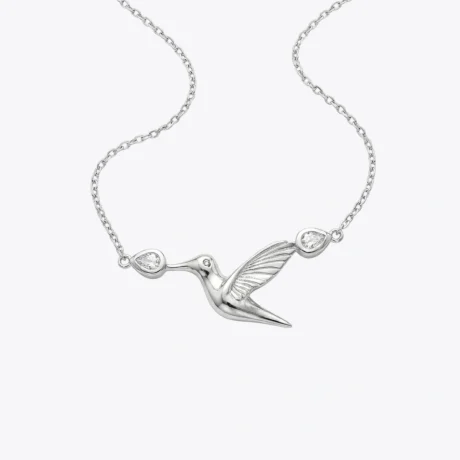 Silver Hummingbird Grace Necklace
