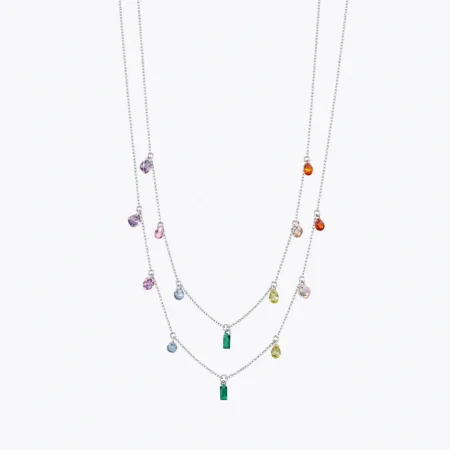 Rainbow Drop Layered Necklace