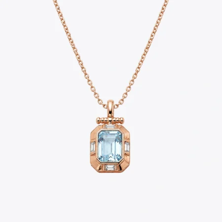 Aqua Elegance Rose Gold Pendant Necklace