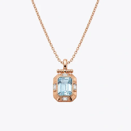 Aqua Elegance Rose Gold Pendant Necklace