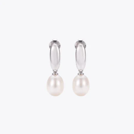 Oval Pearl Drop Earrings