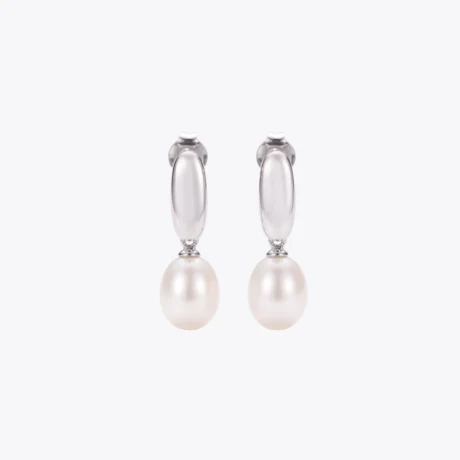 Oval Pearl Drop Earrings