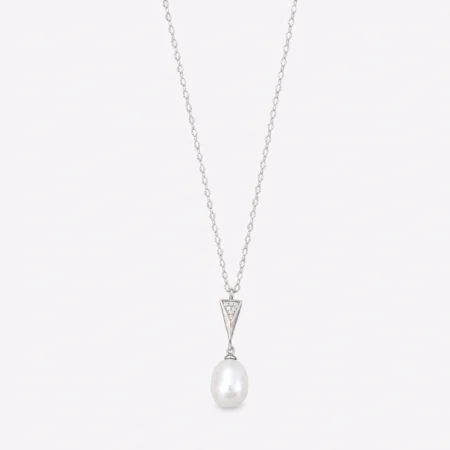 Pearl Drop Silver Pendant Necklace