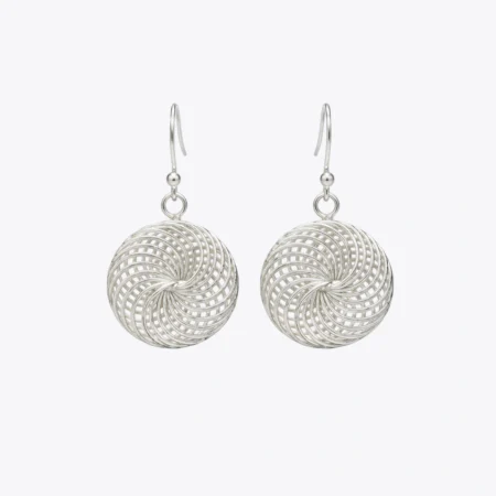 Silver Spiral Mesh Drop Earrings