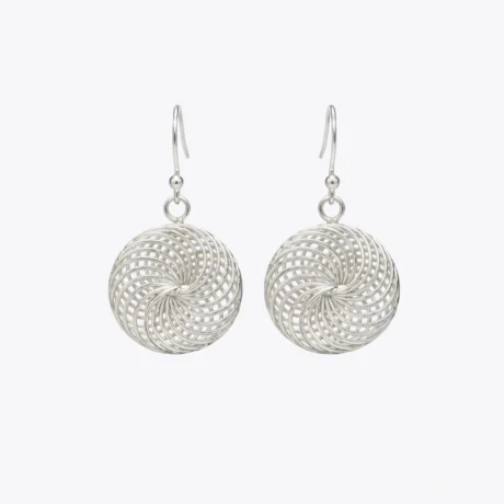 Silver Spiral Mesh Drop Earrings
