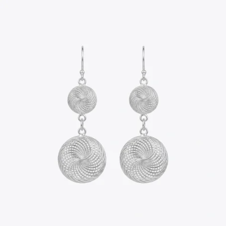 Swirl Aura Silver Drop Earrings
