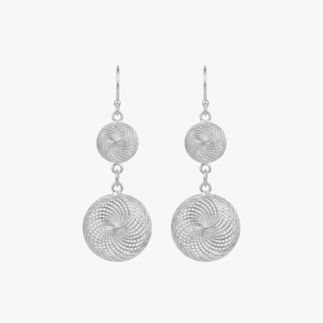 Swirl Aura Silver Drop Earrings