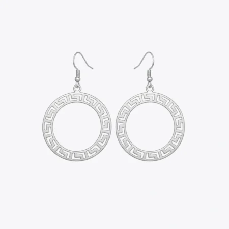 Greek Halo Silver Hoop Earrings