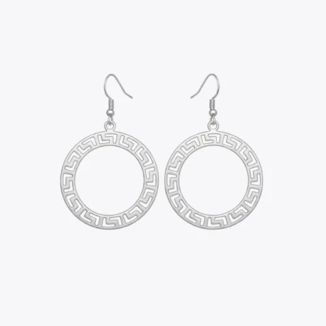 Greek Halo Silver Hoop Earrings