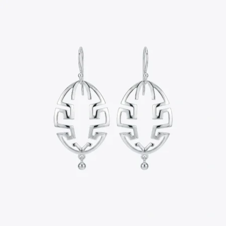 Silver Geometric Maze Drop Earrings