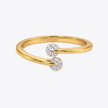 Gold Plated Silver Dual Stone Open Ring