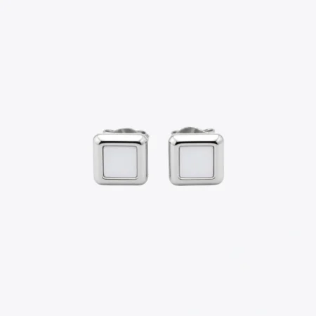 Luna Square Silver Stud Earrings