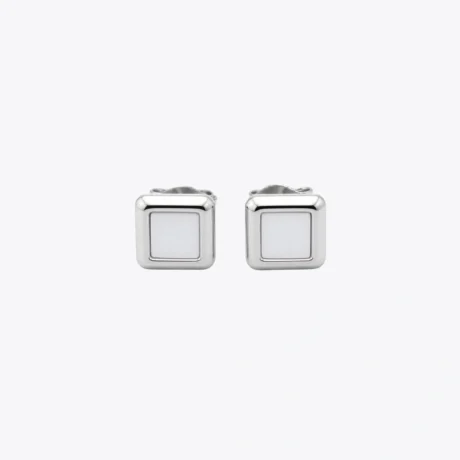Luna Square Silver Stud Earrings