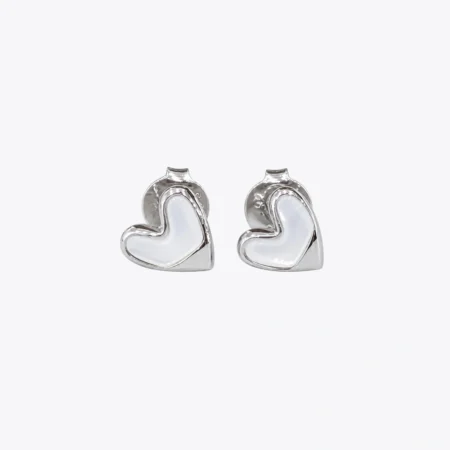 Luna Heart Silver Stud Earrings