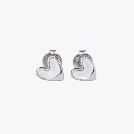 Luna Heart Silver Stud Earrings