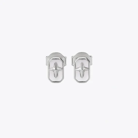Luna Compass Silver Stud Earrings