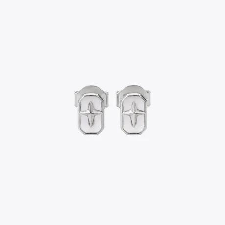 Luna Compass Silver Stud Earrings