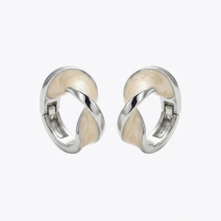 Ivory Twist Silver Hoop Earrings