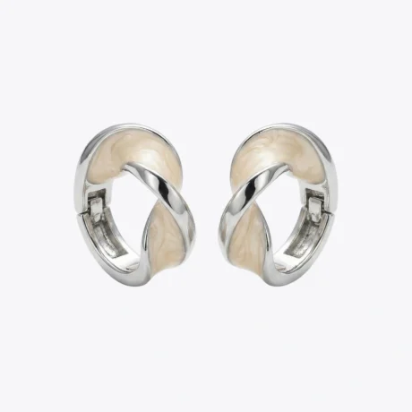 Ivory Twist Silver Hoop Earrings
